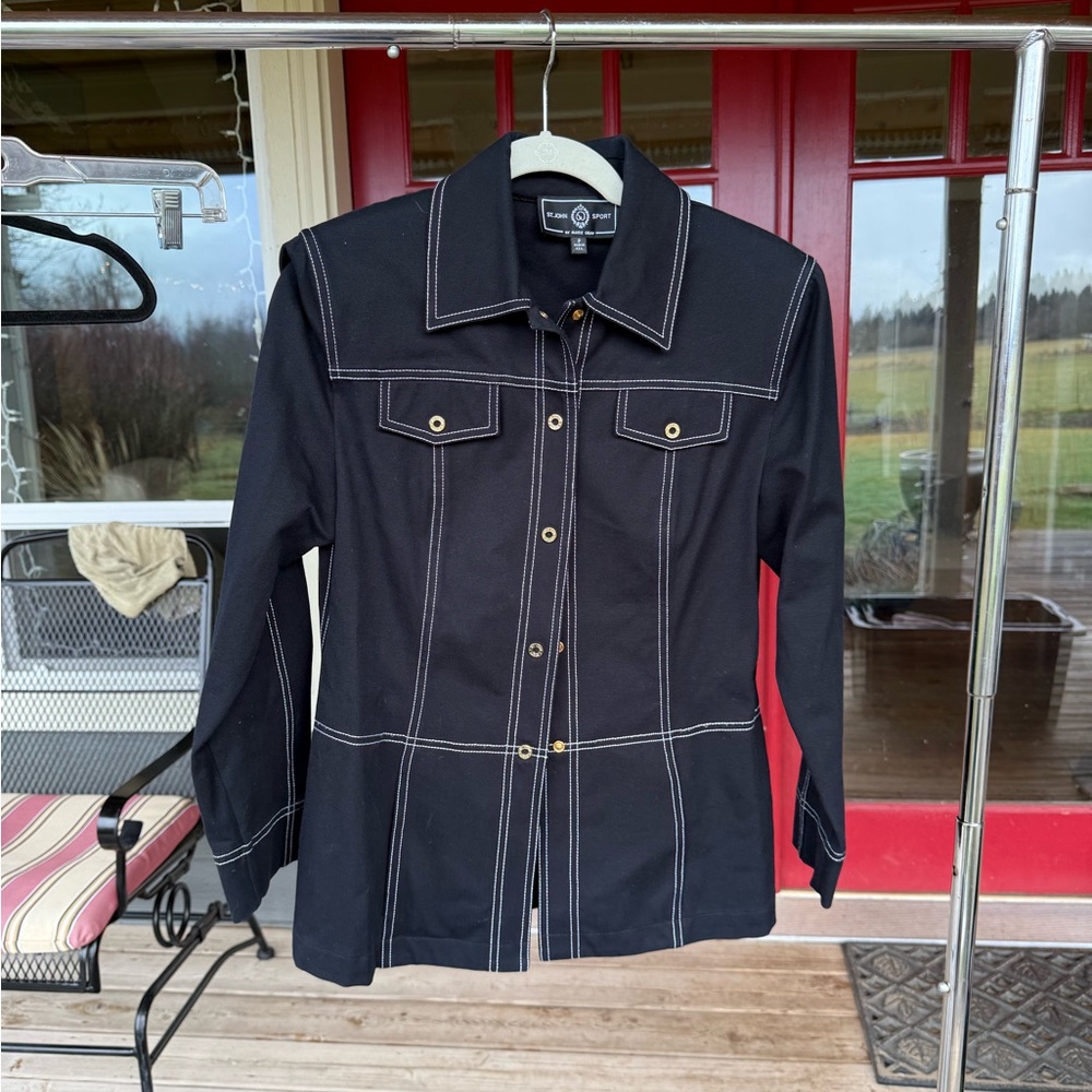 St. John Black Jacket with White Stitching